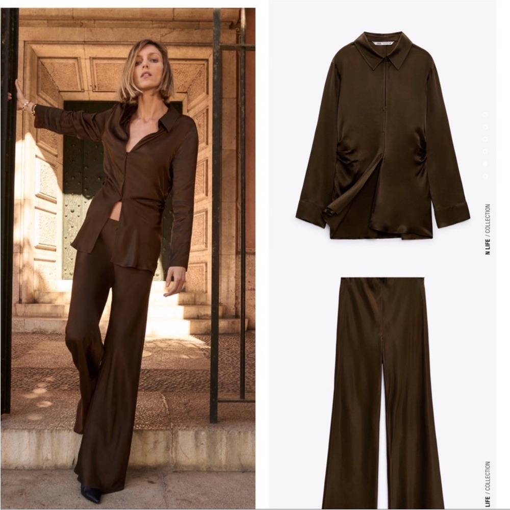 Zara Women's Satin Top & Pants Small
